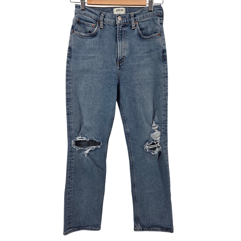 AGOLDE Wilder High Rise Straight Leg Jeans Womens 26 Blue Distressed Streetwear